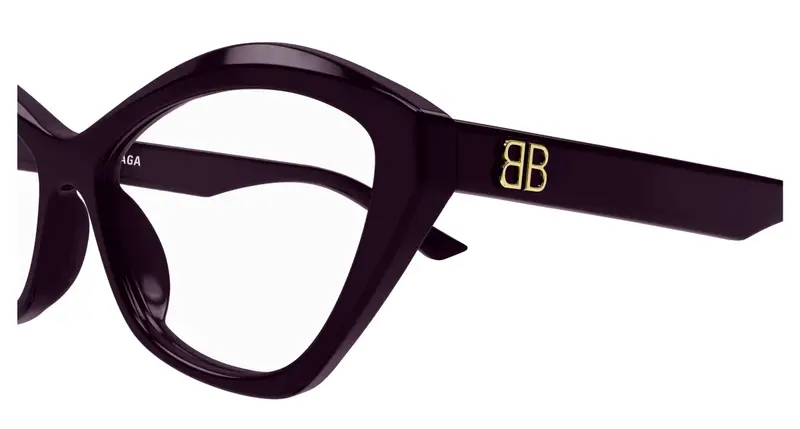 Balenciaga Donna BB0341O 003 Montature da vista Acetato Viola Trasparente Cat Eye miniatura 2