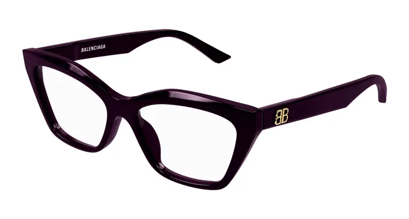 Balenciaga Donna BB0342O 007 Montature da vista Acetato Viola Trasparente Cat Eye