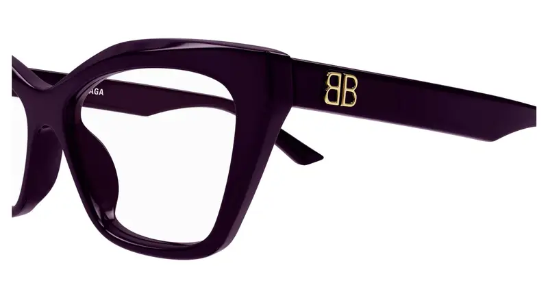 Balenciaga Donna BB0342O 007 Montature da vista Acetato Viola Trasparente Cat Eye miniatura 2