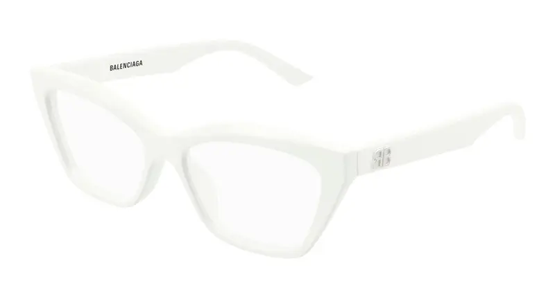 Balenciaga Donna BB0342O 011 Montature da vista Acetato Bianco Trasparente Cat Eye