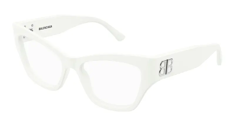 Balenciaga Donna BB0362O 003 Montature da vista Acetato Bianco Trasparente Cat Eye