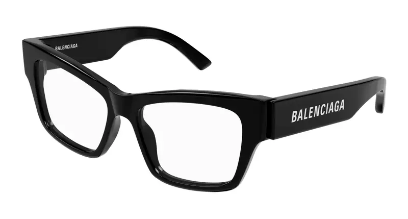 Balenciaga Donna BB0378O 001 Montature da vista Acetato Nero Trasparente Cat Eye
