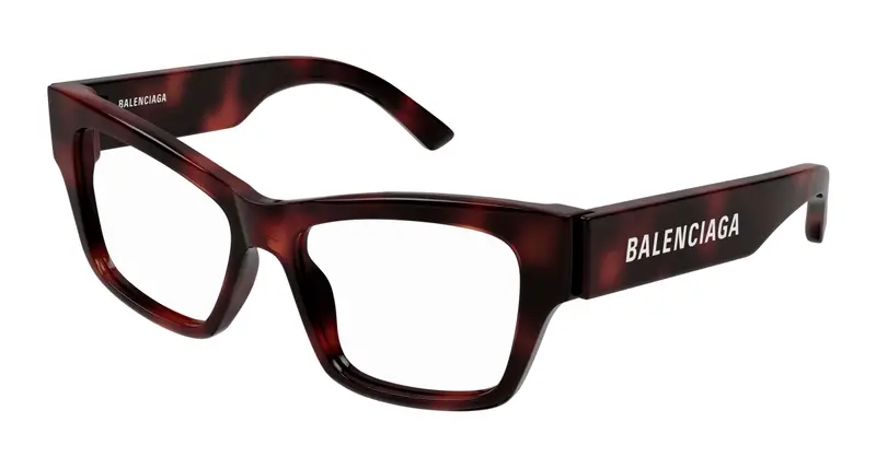 Balenciaga Donna BB0378O 002 Montature da vista Acetato Havana Trasparente Cat Eye