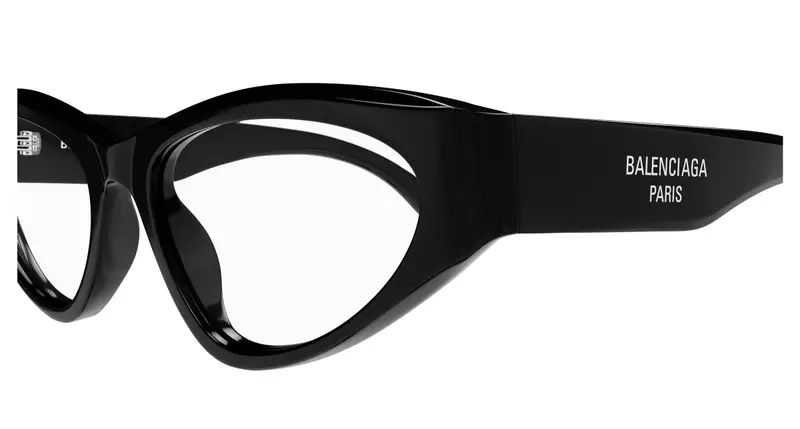 Balenciaga Donna BB0391O 001 Montature da vista Acetato Nero Trasparente Cat Eye miniatura 2