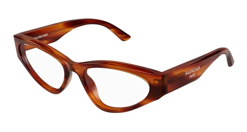 Balenciaga Donna BB0391O 002 Montature da vista Acetato Havana Trasparente Cat Eye