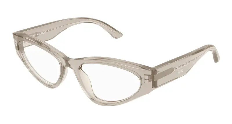 Balenciaga Donna BB0391O 003 Montature da vista Acetato Beige Trasparente Cat Eye