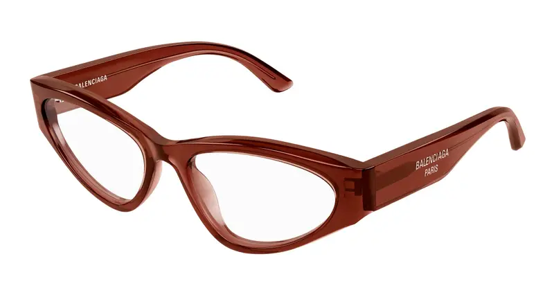 Balenciaga Donna BB0391O 004 Montature da vista Acetato Marrone Trasparente Cat Eye