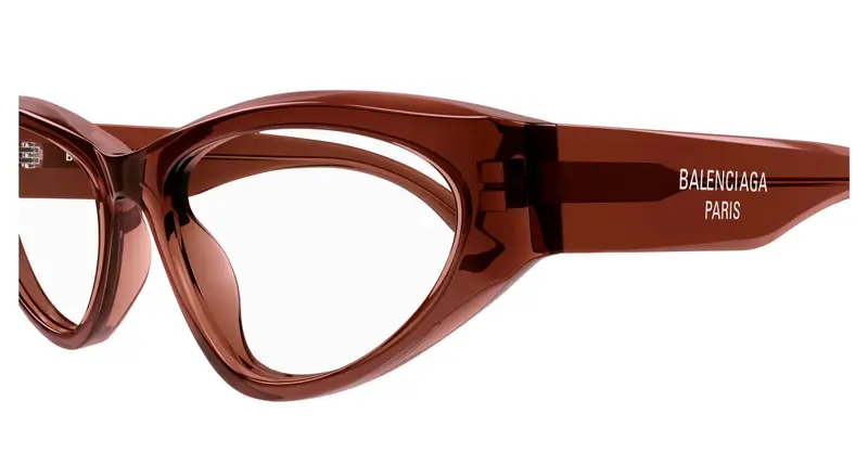 Balenciaga Donna BB0391O 004 Montature da vista Acetato Marrone Trasparente Cat Eye miniatura 2