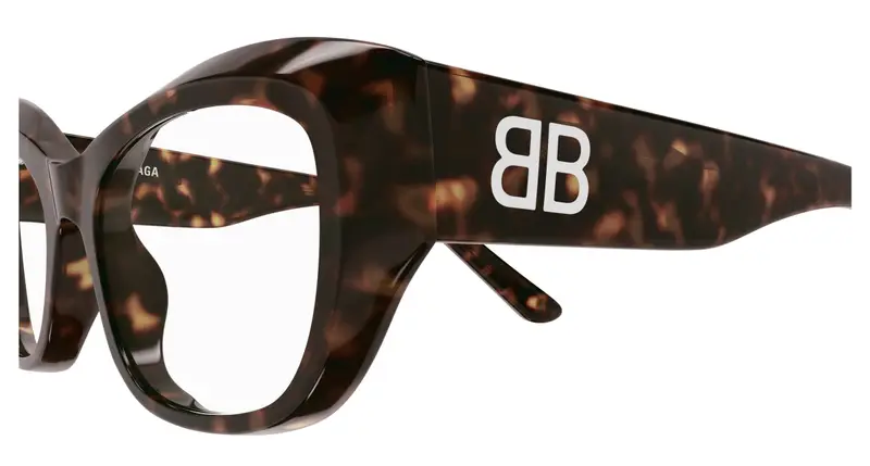 Balenciaga Donna BB0398O 002 Montature da vista Acetato Havana Trasparente Farfalla miniatura 2