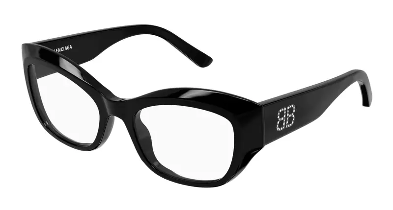 Balenciaga Donna BB0398O 005 Montature da vista Acetato Nero Trasparente Farfalla