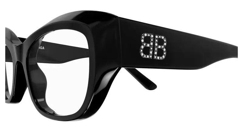 Balenciaga Donna BB0398O 005 Montature da vista Acetato Nero Trasparente Farfalla miniatura 2