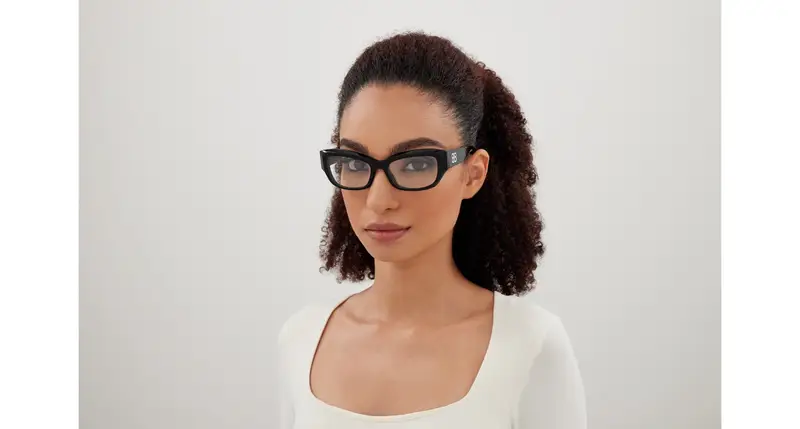 Balenciaga Donna BB0399O 001 Montature da vista Acetato Nero Trasparente Squadrata miniatura 3