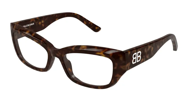 Balenciaga Donna BB0399O 002 Montature da vista Acetato Havana Trasparente Squadrata