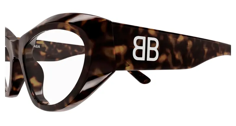 Balenciaga Donna BB0400O 002 Montature da vista Acetato Havana Trasparente Cat Eye miniatura 2