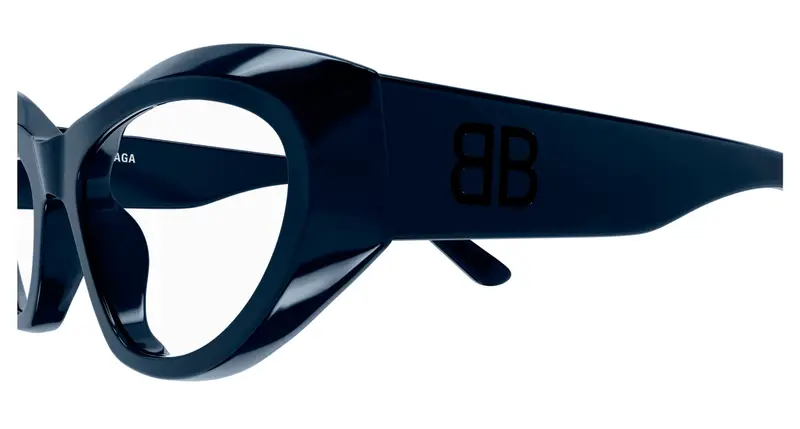 Balenciaga Donna BB0400O 004 Montature da vista Acetato Blu Trasparente Cat Eye miniatura 2