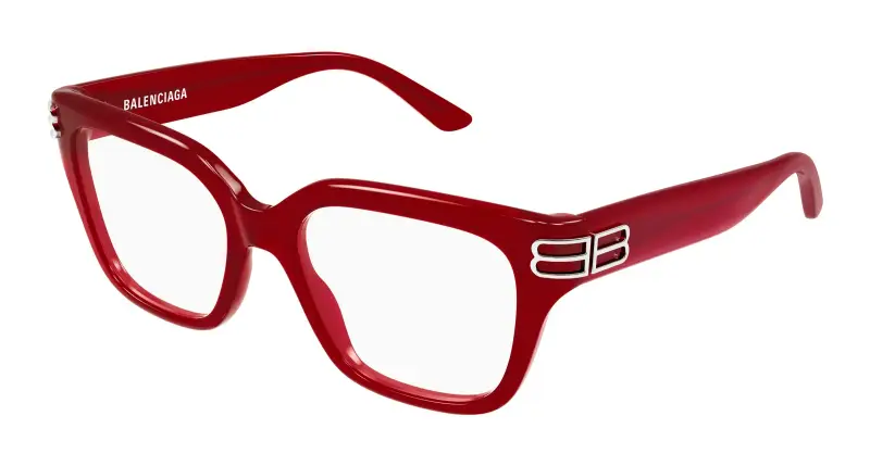 Donna BB0437O 010 Montature da vista Acetato Rosso Trasparente Squadrata