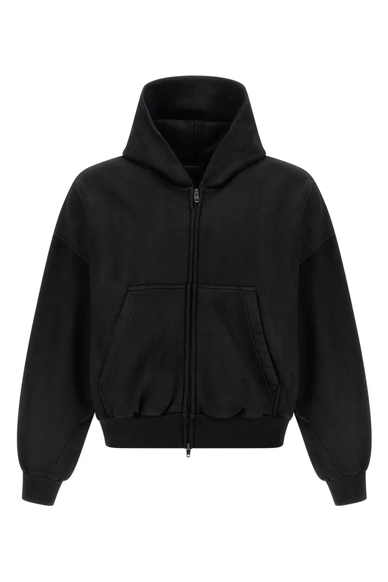 Felpa Con Cappuccio Crop Nero