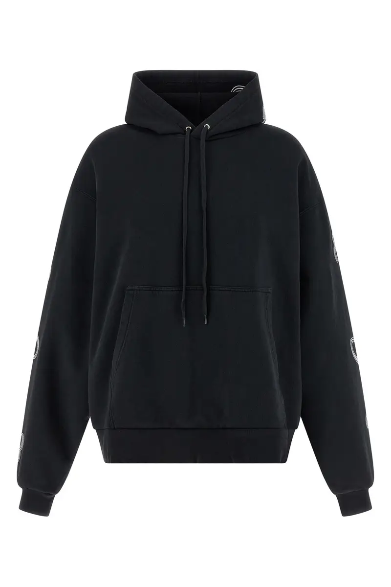 Felpa Con Cappuccio Cursive Nero