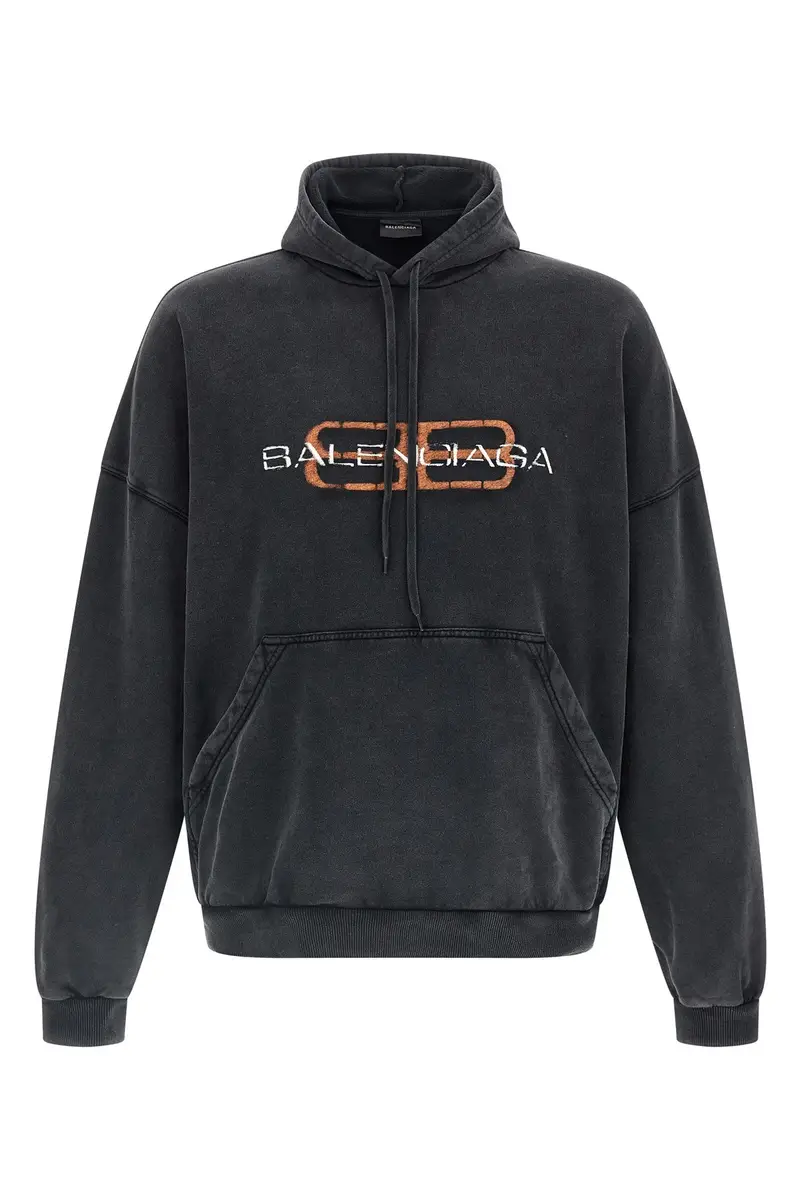 Felpa Con Cappuccio Stampa Nero