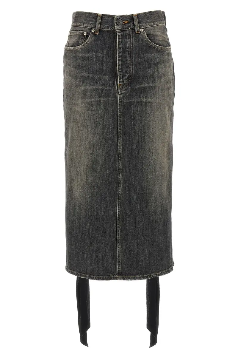 Gonna Denim Lace Up Grigio