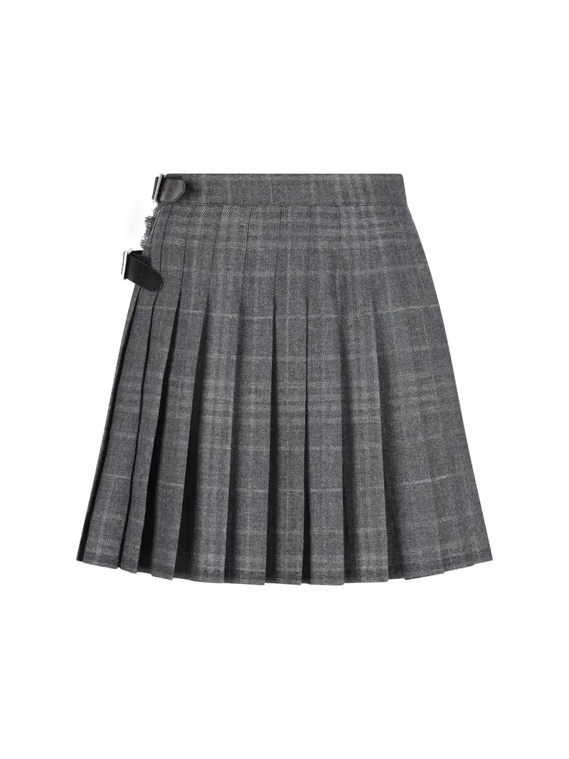 Minigonna a Pieghe in Tartan GRIGIO