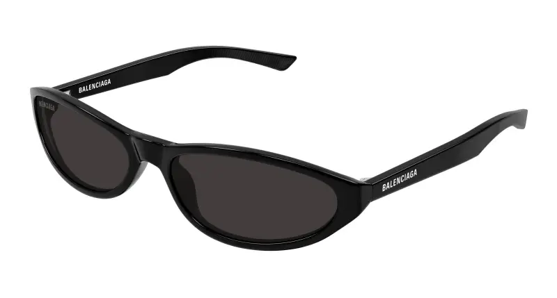 Unisex Balenciaga BB0007S 014 Occhiali da sole Acetato Nero Grigio Rotonda