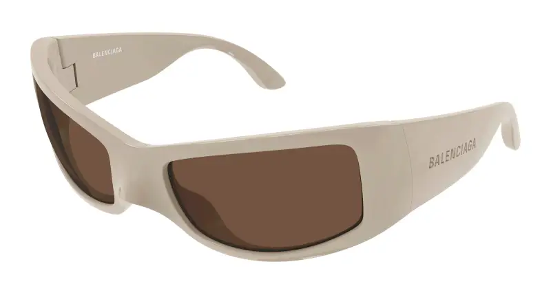 Unisex Balenciaga BB0461S 005 Occhiali da sole Bio-iniettato Avorio Marrone Geometrica