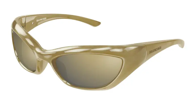 Unisex Balenciaga BB0463S 002 Occhiali da sole Bio-iniettato Verde Bronzo Geometrica