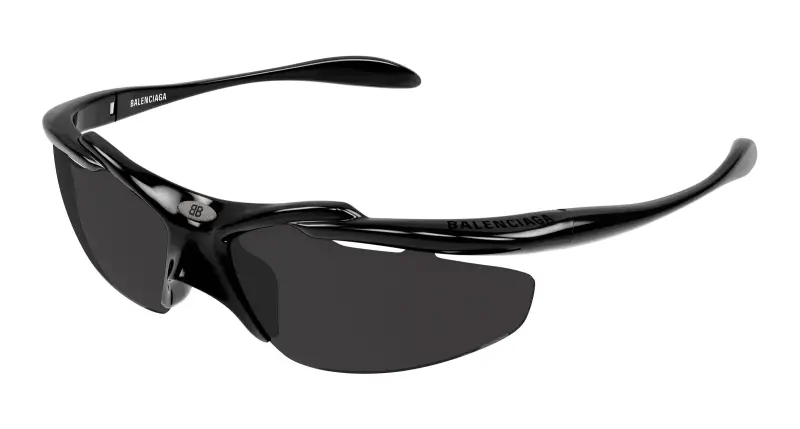 Unisex Balenciaga BB0464S 001 Occhiali da sole Bio-iniettato Nero Grigio Geometrica