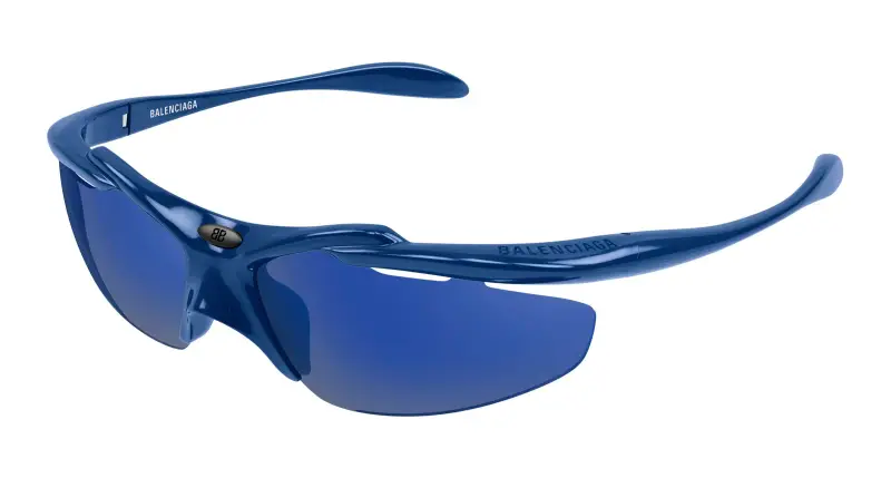 Unisex Balenciaga BB0464S 004 Occhiali da sole Bio-iniettato Blu Fumo Geometrica