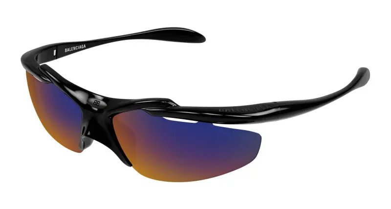 Unisex Balenciaga BB0464S 005 Occhiali da sole Bio-iniettato Nero Viola Geometrica