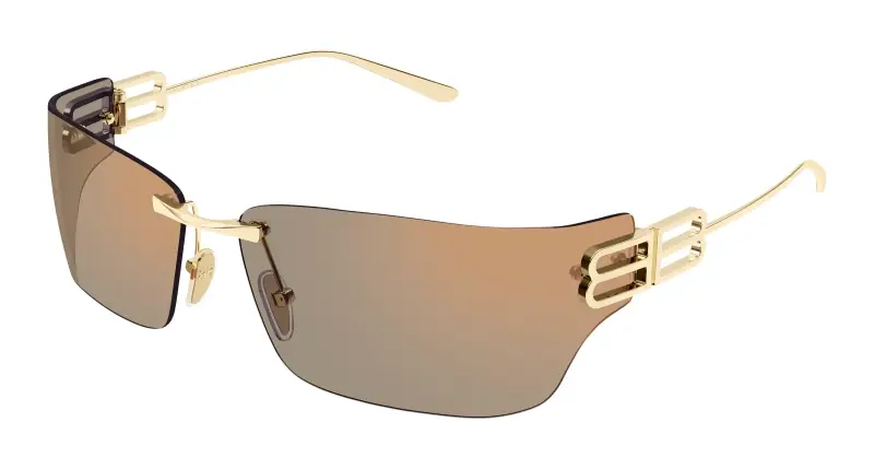 Unisex Balenciaga BB0485SA 002 Occhiali da sole Metallo Oro Rosa Squadrata