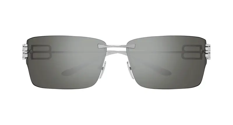 Unisex Balenciaga BB0485SA 003 Occhiali da sole Metallo Rutenio Argento Squadrata miniatura 2