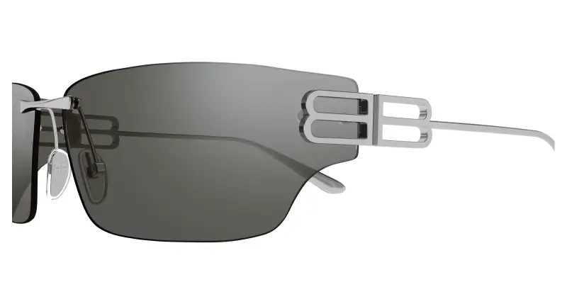 Unisex Balenciaga BB0485SA 003 Occhiali da sole Metallo Rutenio Argento Squadrata miniatura 3