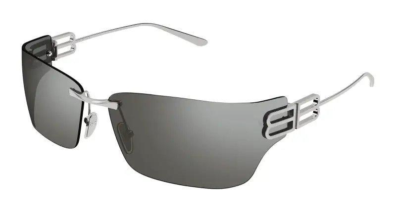 Unisex Balenciaga BB0485SA 003 Occhiali da sole Metallo Rutenio Argento Squadrata