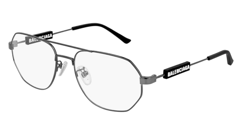 Balenciaga Unisex BB0117O 001 Montature da vista Metallo Grigio Trasparente Pilot