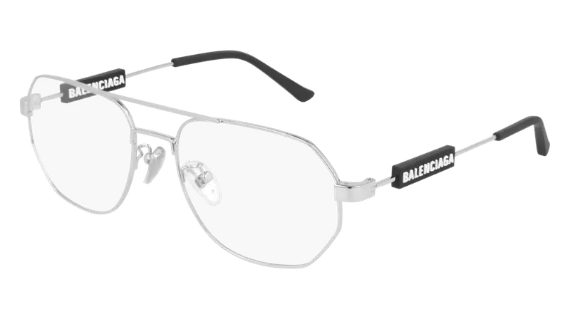 Balenciaga Unisex BB0117O 002 Montature da vista Metallo Argento Trasparente Pilot