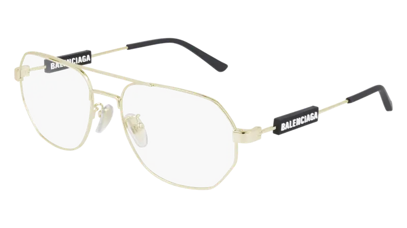 Balenciaga Unisex BB0117O 003 Montature da vista Metallo Oro Trasparente Pilot