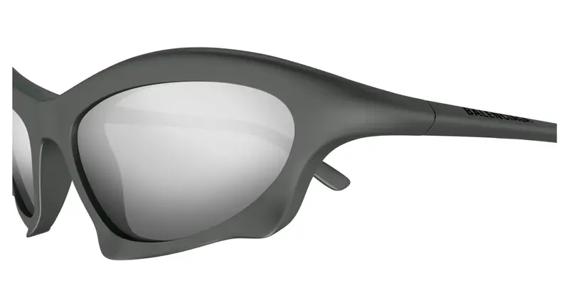 Balenciaga Unisex BB0229S 002 Occhiali da sole Plastica Grigio Argento Avvolgente Specchiate miniatura 3
