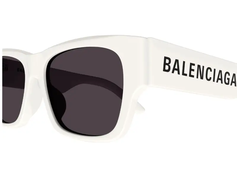 Balenciaga Unisex BB0262SA 003 Occhiali da sole Acetato Bianco Grigio Squadrata miniatura 2
