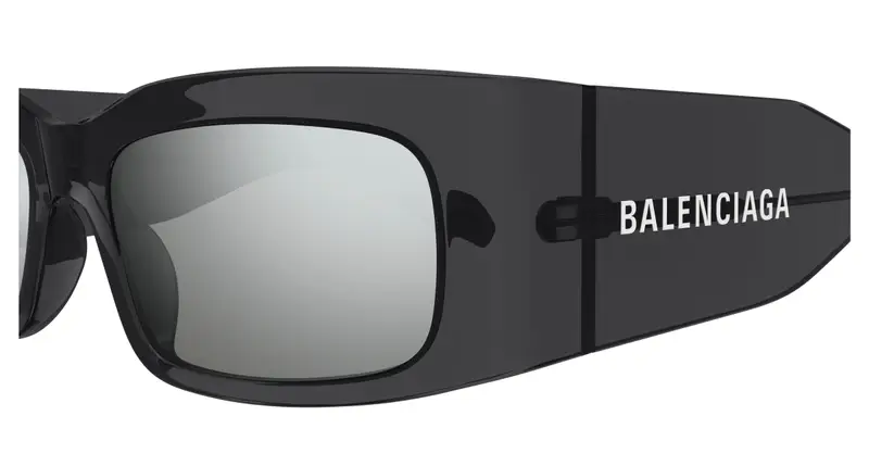 Balenciaga Unisex BB0328S 003 Occhiali da sole Acetato Grigio Argento Squadrata miniatura 2