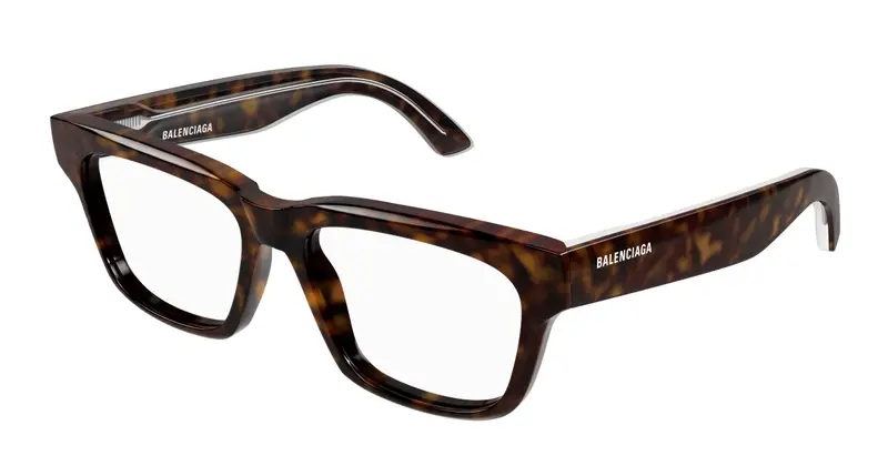 Balenciaga Unisex BB0343O 002 Montature da vista Acetato Havana Trasparente Squadrata