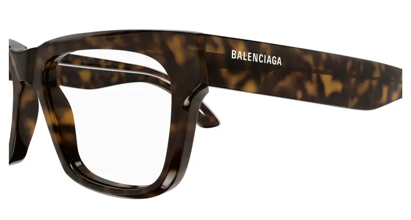 Balenciaga Unisex BB0343O 002 Montature da vista Acetato Havana Trasparente Squadrata miniatura 2