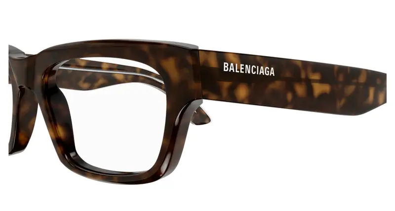 Balenciaga Unisex BB0344O 002 Montature da vista Acetato Havana Trasparente Squadrata miniatura 2