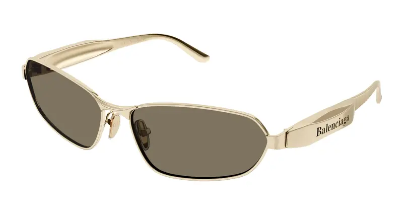 Balenciaga Unisex BB0355S 002 Occhiali da sole Metallo Oro Marrone Squadrata