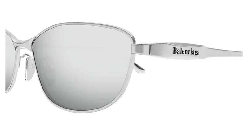 Balenciaga Unisex BB0357SA 002 Occhiali da sole Metallo Argento Argento Squadrata miniatura 2