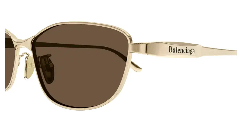Balenciaga Unisex BB0357SA 003 Occhiali da sole Metallo Oro Marrone Squadrata miniatura 2