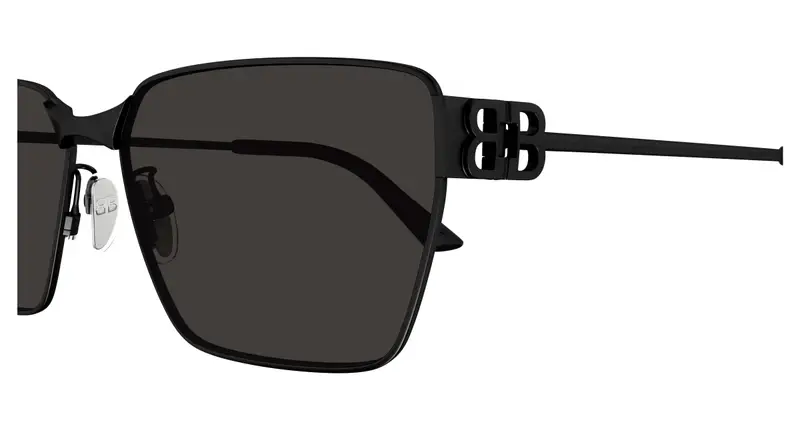 Balenciaga Unisex BB0374SK 001 Occhiali da sole Metallo Nero Grigio Squadrata miniatura 2