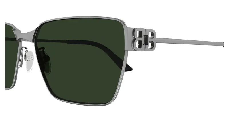 Balenciaga Unisex BB0374SK 002 Occhiali da sole Metallo Rutenio Verde Squadrata miniatura 2
