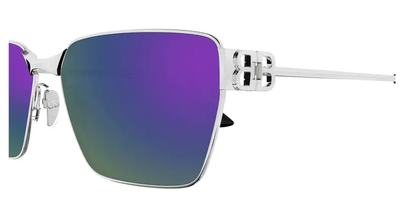 Balenciaga Unisex BB0374SK 003 Occhiali da sole Metallo Argento Viola Squadrata miniatura 2